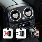 4PCS Heart-Shaped Car Vent Clip with Rhinestone, Vent Clip Car Accessories, Sparkly Rhinestone Bling Diamond Freshener Holder, Air Conditioning Outlet Ornament for Women Girls (White, Style1)