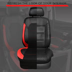 CAR PASS Universal Leather car seat Covers Sport fits Most Cars, SUVs, Trucks, and Vans (Full Set, Black Red)
