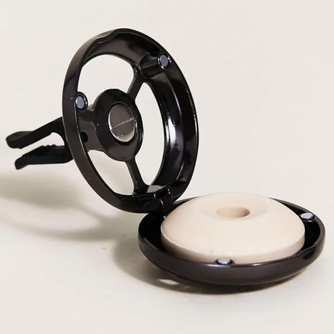 Maison Berger Car Diffuser Set – Refillable Vent Clip, Ceramic Refill, Made in France - Luxury Auto Scent - 4-Week Diffusion - Elegant Air Freshener for All Car Vents (Lolita Lempicka Black)