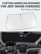 Proadsy Windshield Sun Shade for Jeep Grand Cherokee 2014-2025 2026 4-Layer Foldable Front Sunshade Protector Sun Visor Blocks UV Rays Keep Car Cooler