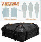 Enfudid Car Roof Bag Cargo Carrier, Waterproof Large Cube Storage Bag, Anti-Tear Oxford Tarpaulin Roof Top Carrier, Car Cargo Black Roof Bag for Car SUV Camping Bag