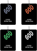 God Is Good Car Air Freshener 4 Pcs, Christian Religious Quote Scented Hanging Decor for Women Men, Vehicles Home Church, Faith Based Mirror Gift
