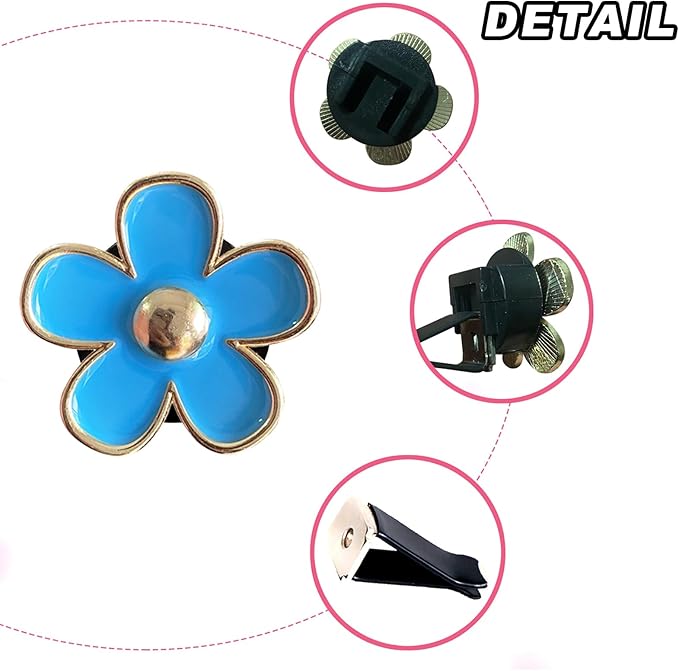 4 Pcs Metal Daisy Air Vent Clips Flower Car Air Freshener Clip Air Conditioning Outlet Clip Bling Charm Car Inter Decor Accessories for Girls Women