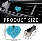 Car Diffuser, Car Air Fresheners Vent Clips, Rhinestone Heart Shaped Crystal Car Air Freshener Vent Clips, Bling Air Vent Clips Bling Inter Decor Accessories Fit for Cars, Trucks (Blue)