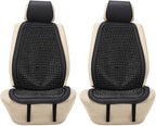 Blueshyhall Cooling Wooden Beaded Car Seat Cover Comfortable Massage Support Cushion for SUV Auto Office Home Seat Chair - Black 2 Pcs