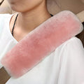 Soft & Cozy Australian Sheepskin Car Seat Belt Covers,2 Pack Fluffy Seatbelt Pads, Genunie Sheepskin Fur Shoulder Straps Cushions for Adults Kids Women and Men (Pink)