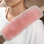 Soft & Cozy Australian Sheepskin Car Seat Belt Covers,2 Pack Fluffy Seatbelt Pads, Genunie Sheepskin Fur Shoulder Straps Cushions for Adults Kids Women and Men (Pink)