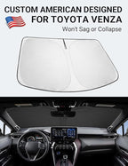 Proadsy 2026 Upgrade Front Windshield Sun Shade Foldable Sunshade Protector Custom Fit 2021-2024 Venza, LE, XLE, Limited, SUV Accessories