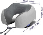 napfun Neck Pillow for Traveling, Upgraded Travel Neck Pillow for Airplane 100% Pure Memory Foam Travel Pillow for Flight Headrest Sleep, Portable Plane Accessories, Light Gray Striped Kit