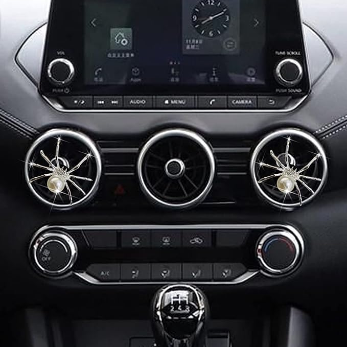 Bling Spider Car Air Fresheners Vent Clips, Cute Lovely Spider Car Air Vent Clips Funny Diamond Diffuser Vent Clip Decoration Interior Decor Bling Accessories for Women Men（Silver）