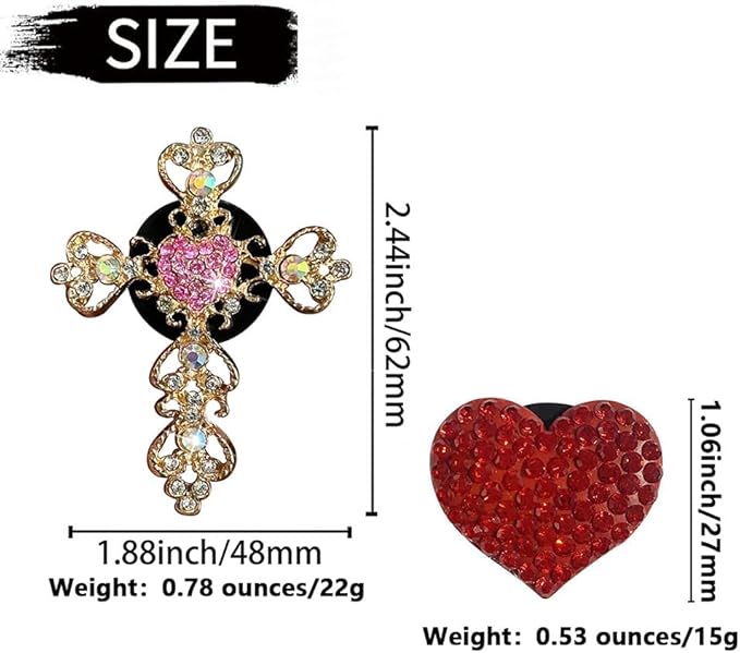 2 Pack Car Vent Clip Bling Car Accessories,Crystal Cross and Heart Car Vent Clip Air Freshener,Car Diffuser Vent Clip Diamond Car Decoration Car Essentials for Women(Blue)