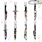Car Air Fresheners Horror Movie Merchandise Gifts Christmas Tree Decoration 8PCS, Mirror Hanging Knife Ornament Classic Character Indoor Accessory for Men Women Lover Blk Ice Scent