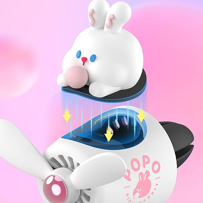 Car Air Freshener Cute Cartoon Rabbit Pilot Car Diffuser Rotating Propeller Automotive Air Outlet Fan Creative Car Perfume Decoration Cool Car Accessories