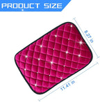 Mandark Bling Car Center Console Cover, Crystal Rhinestone Fluffy Automotive Armrest Seat Box Cushion Pad, Soft Comfortable Diamond Arm Rest Protection Mat, Universal Vehicle Accessories (Rose Red)