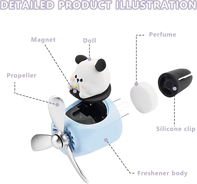 Car Air Fresheners Cute Cartoon White Puppy Pilot Car Diffuser Rotating Propeller Automotive Air Outlet Fan Creative Car Perfume Decoration Funny Car Interior Accessories