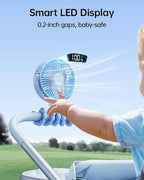 SWEETFULL Portable Stroller Fan with LED Display, 4 Speed Rechargeable Mini Clip On Fan, 360° Rotate Flexible Tripod Better Cooling Small Baby Fan for Car Seat Crib Travel Bike Treadmill (Blue)