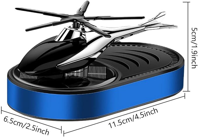Solar Powered Car Air Freshener - Helicopter Design - Long Lasting Fragrances - Red