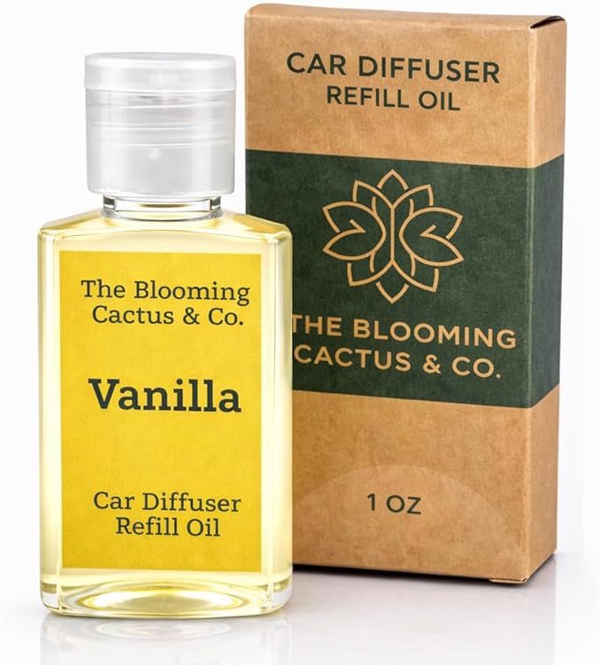Car Diffuser Oil Refill 1 oz – Essential Oil Car Air Freshener Refill for Hanging Car Diffuser, Long Lasting Fragrance Oil, Phthalate Free, Multiple Scents | Vanilla