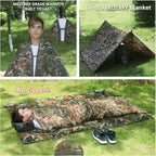 Camo Poncho Liner, Army Blanket, Military Sleeping Bag, with A Compression Carrying Bag, for Traveling, Hiking, Camping, Outdoor Survival, Car Blanket