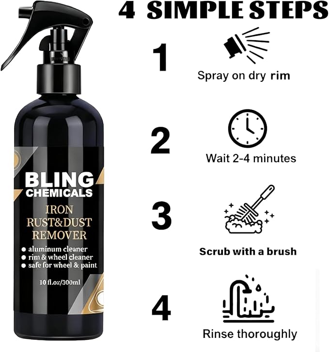 Wheel Cleaner, Aluminum Cleaner, Rim & Wheel Cleaner Spray, Removes Brake Dust & Grime, Brake Dust, Non-Acidic Tire Cleaner, Purple Color Changing, 10 fl oz (1PCS)