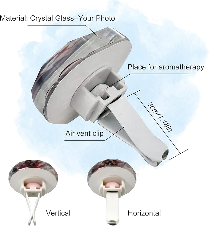 Personalized Crystal Car Air Vent Clip,Custom Photo Air Freshener Clip,Car Vent Clip with Photo,Car Interior Decorations for Women and Men