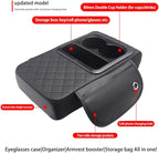 Universal Car Armrest Cushion Organizer - PU Leather Center Console Pad with Cup Holder, Phone Storage & Side Pockets, Multifunctional Armrest Cover for Most Vehicles