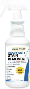 Magic Stuff Heavy Duty Stain Remover - Enzyme-Powered Carpet & Upholstery Cleaner - Eliminates Pet Urine, Odor, Wine, Coffee, Grease, and Deep Set Stains - No rinse, Odor Free, Kid & Pet Safe Formula