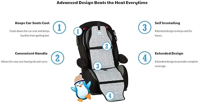 Car Seat Cooling Pad for Babies, Toddlers, and Kids - Comfortable and Durable Cooling Pad for Hot Summer Days - One Size Fits All, Popsicle White