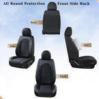 Coverado Car Seat Covers Full Set, Leather Seat Covers for Cars, Waterproof Front and Rear Automotive Seat Cover Car Accessories Universal Fit for Most Cars SUV Trucks(Black)