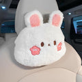 Cartoon Car Seat Cushion Lumbar Support Pillow and Neck Pillow, Cute Car Seat Pillow Headrest Pillow Back Support for Driving Fatigue Relief,for Office Chair Truck SUV (Rabbit Headrest)
