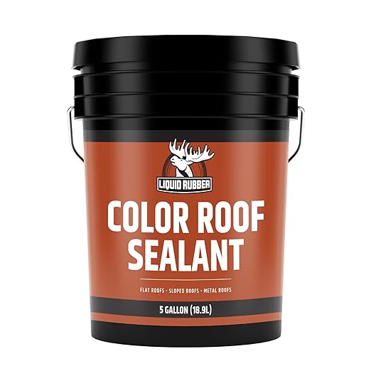 Liquid Rubber Color Roof Sealant- Elastomeric Waterproof Coating for Flat, Low-Slope & Metal Roofs, Flexible UV-Stable Membrane, Beige, 5 Gallon