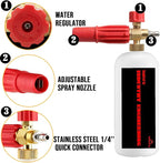 YAMATIC Heavy Duty Foam Cannon Professional Car Wash Pressure Washer Jet Wash 1/4" Quick Connect Adjustable Snow Foam Lance with 5 Nozzle Tips