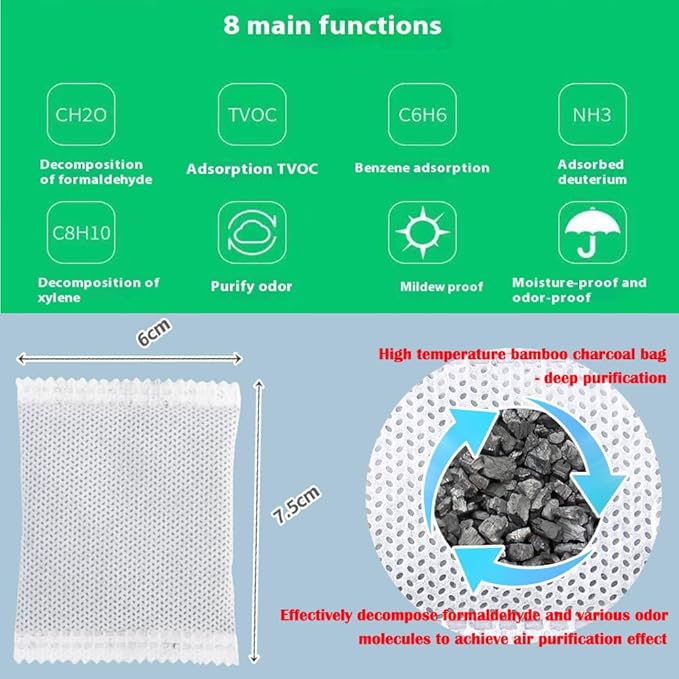 30Pack Activated Bamboo Charcoal Odor Absorber Air Purifying Bag for Home or Cars Odor Eliminator; Car Air Freshener; 10g/Pack Natural Air Freshener for Home,Car,Closet,Basement,Pets