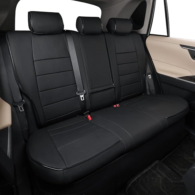 EKR Rav4 Seat Covers Custom Fit for Toyota Rav4 2016 2017 2018(Hybrid) LE,SE,XLE,Limited, Leather Car Seat Cover Full Set for SUV,Faux Leather(Black)