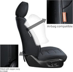 Black Car Seat Covers Front Pair, Breathable Leather Automotive Front Seat Covers & Headrest for Comfortable Driving, Universal Auto Interior Fit for Most Kinds of Vehicles, SUV, Sedans