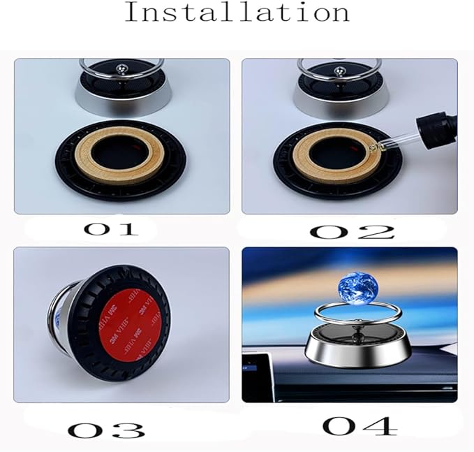 1 Pcs Solar Energy Car Air Freshener & Aromatherapy Oil Diffuser - Rotating Scent Car Decoration - Silver, Osmanthus