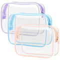PACKISM TSA Approved Toiletry Bag 3 Medium - Quart Size Clear Makeup Bag for Carry On, Airport Security Compliant Clear Travel bag for Toiletries with Reinforced Seams, Blue Purple Pink