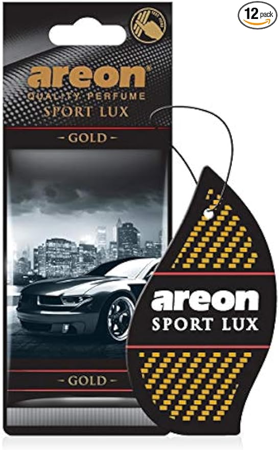 AREON SL-Gold-12 Sport LUX Cardboard Air Freshener, Gold, 12 Pack