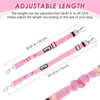 SlowTon Dog Seatbelt, 2 Pack Dog Seat Belt Car Leash Adjustable Elastic Bungee Buffer Heavy Duty Nylon Reflective Pet Safety Tether Connect to Dog Harness for Travel Riding in Vehicle (Daul Clip, PI)
