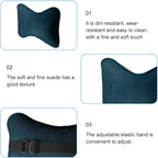 Car Headrest Pillow, Suede Soft Comfortable Breathable Vehicle Seat Neck Support Cushion with Adjustable Strap, Ergonomic Design Auto Head Rest Pad, Universal for Sedan RV Truck (Green Blue)