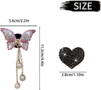 4 Pcs Pink Bling Butterfly and Heart Car Air Fresheners Vent Clips Diffuser Vent Clip Rhinestone Diamond Decoration Car Interior Decor Cute Accessories for Women, Automotive Air Fresheners (Black, 2)