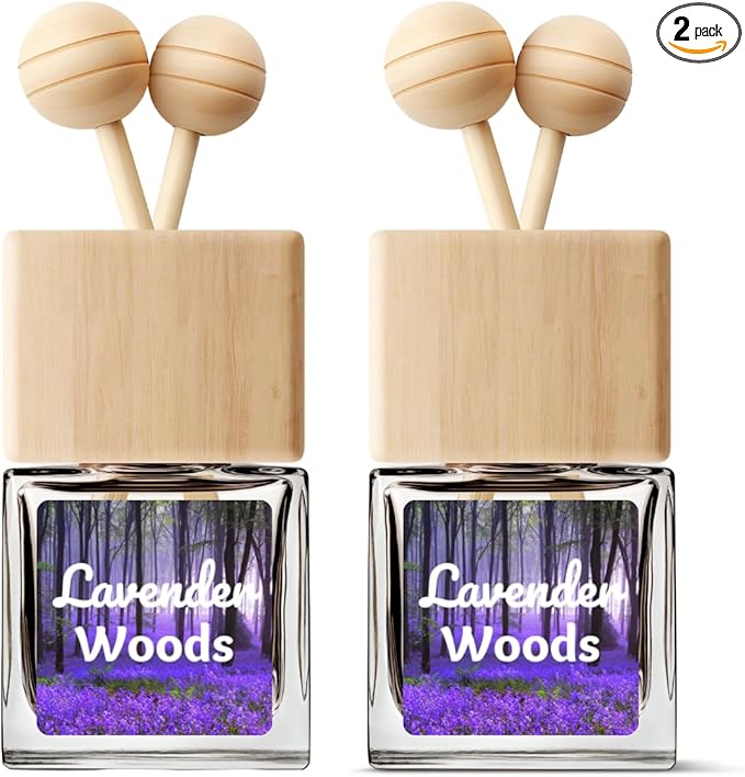 Car Air Freshener | Lavender Woods Scent Car Fresheners for Women & Men | Long Lasting Fragrance Car Scents | Air Diffuser with Car Vent Clip (2 Pack Car Scent), Clear