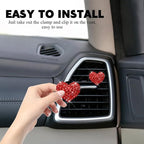 4PCS Bling Heart Air Vent Clips, Car Air Freshener for Women, Air Fresheners Diffuser Clip Charm, Car Air Conditioning Outlet Clip Decorative Accessory for Women Girls (Red, Style1)
