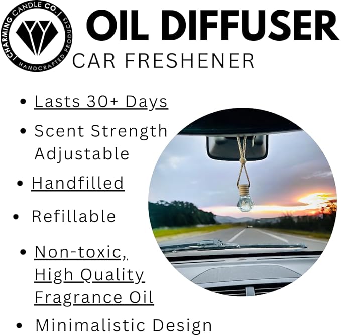 Handmade Sandalwood Hanging Car Diffuser | Cute Accessory | Long-Lasting Air Freshener & Deodorize