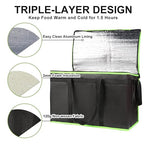 CIVJET 1-Pack Insulated Food Delivery Bag, XXX-Large Commercial Food Warmer for Delivery Drivers, Insulated Reusable Grocery Cooler/Hot Bags, Tote Bag for Shopping/Travel, Black with Green Edge