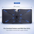 PEMOTech 2026 Upgraded Versatile Car Umbrella Windshield Sun Shade for Sedan/SUV | Keep Cool & Protect Interior | Reliable UV Blocker&Heat Shield | Car Window Shades | Large (57"x32")