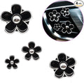 4pcs Cute Daisy Flowers Car Air Freshener Vent Clips,Girly Flowers Car Accessories for Women,4 Sizes Sparkle Black Silver Flower Car Vent Clips,Refillable Clips On Car Diffuser