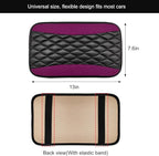 Car Center Console Cushion Pad, 12.6 × 7.48 Inches Waterproof Car Armrest Seat Box Cover, PU Leather Armrest Cover Protector for Most Vehicle, Universal Car Interior Accessories (Purple)
