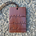 Air Flair | Leather Car Air Freshener | Rectangle Grateful, Thankful, Blessed (Brown, Baja Cactus)