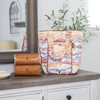 Sachi 3 Piece Market Tote Set – Insulated Therm,an Reusable Grocery Bags for Cold and Hot Foods – Lightweight, Portable and Fold-able (Marble Sunset)